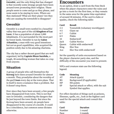 The Lost of Gwenhir - A 52 Fates Zine adventure